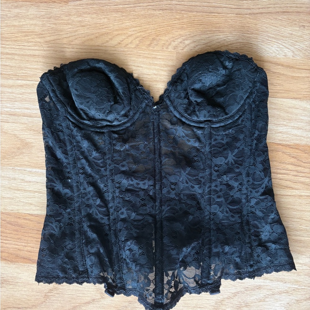 Vintage Black Lace Bustier Corset